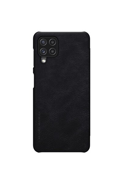 OEM Husă pentru Samsung Galaxy A22 4G, Husă din piele QIN, Metal, Negru