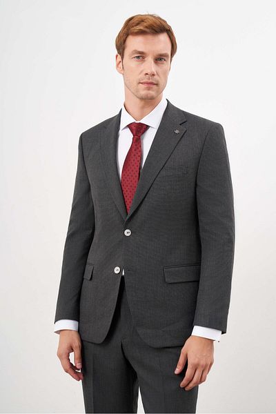 Morven Men's Black Polyviscose Trend Plaid Dynamic Fit Mono Collar Suit