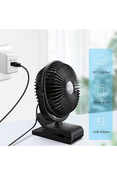 Honyin mini cooling fan, USB, plastic, black, 3 W, 28 decibels, 15 cm