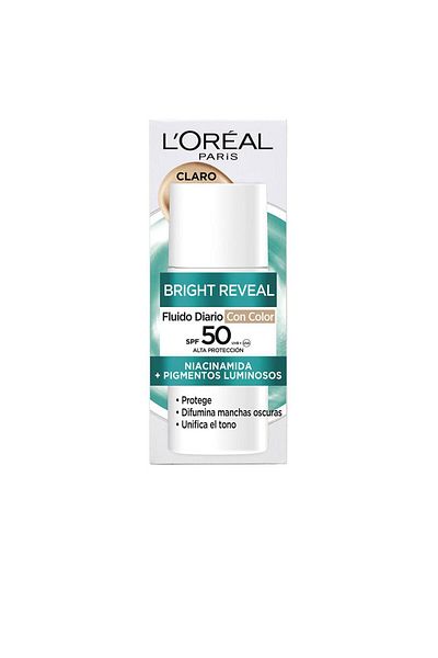 L'Oreal Paris Protectie solara faciala cu pigmenti de culoare, BRIGHT REVEAL NIACINAMIDA SPF50, medio, 50 ml