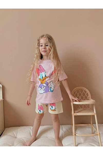 YİGİT BUTİK Κοριτσίστικο σορτς με κοντομάνικο σχέδιο