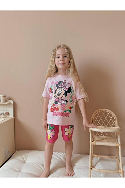 YİGİT BUTİK Κοριτσίστικο σορτς με κοντομάνικο σχέδιο