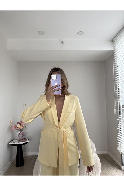 Moda İkra Button Detailed Belted Jacket Trousers Suit