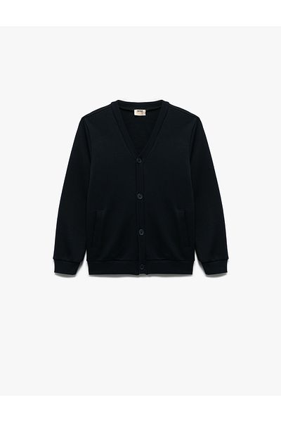 Koton Long Sleeve V Neck Button Basic School Cardigan