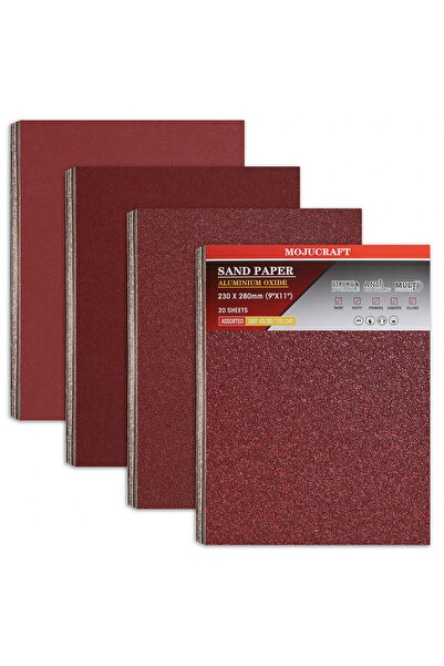 Mojucraft set de 20 de șmirghele, hârtie/oxid de aluminiu, maro, granulație 4...