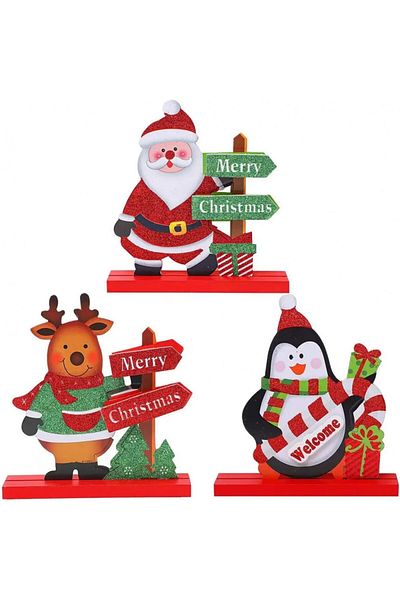 ZGYJ-EU Set of 3 Christmas decorations ZGYJ-EU, wood/PVC, multicolor, 18 x 18 cm