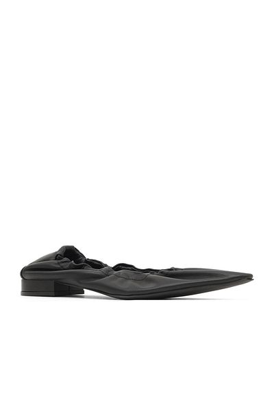 Bueno Shoes Black Leather Women's Flat Ballerinas 30Wa24257