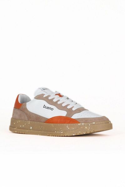 Bueno Shoes White Orange Leather Men's Sports Shoes 16Ma8242