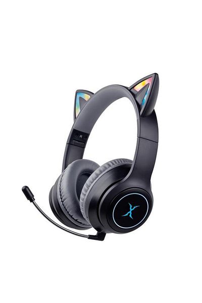 FoxXray HAB-10 DazzleCat BK, Căști de gaming wireless cu urechi de pisică iluminate, negre