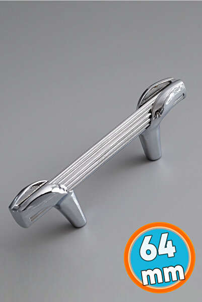 NZB Mobilya Mutfak Dolabı Çekmece Kulpları Dolap Kapak Kulpu Kulbu Krom Renk 64 mm Metal Kulp