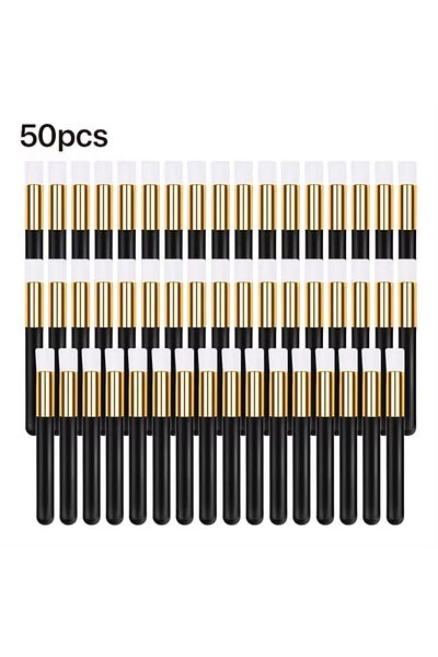 Choice6 black-50pcs Eyelash Cleaning Brush Lash Shampoo Brush for Eyelash Extensions Peel Off No