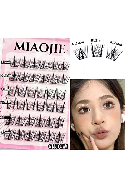 Choice6 رموش لاصقة ذاتية اللصق من ABA MIAOJIE، لطيفة وحلوة بتقنية ما قبل الترابط، بدون غراء، DIY