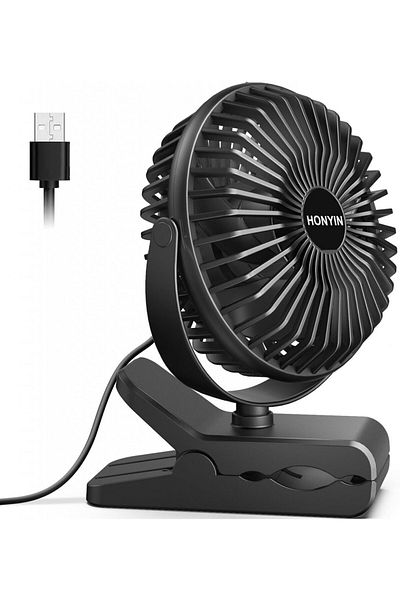 Honyin mini cooling fan, USB, plastic, black, 3 W, 28 decibels, 15 cm