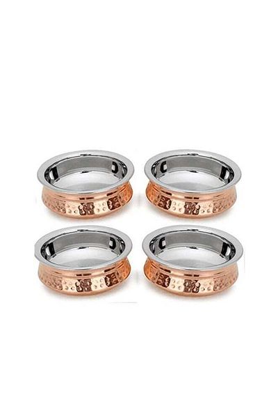 Bin Shihoun Ben Shehon Set of 4 High-Quality Hammered Copper Serving Pots Size 6 Inch