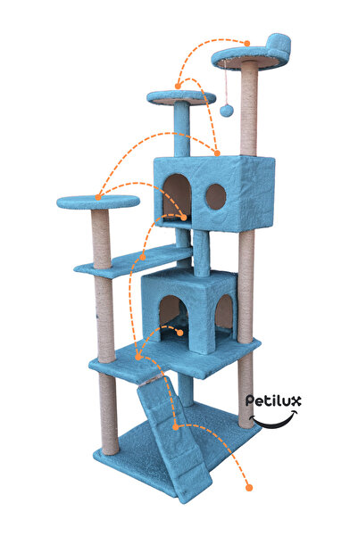 Petilux Multi-Storey Cat House and Scratching Tower Cat Play and Rest Area with Jute Drawstring Scratching Area