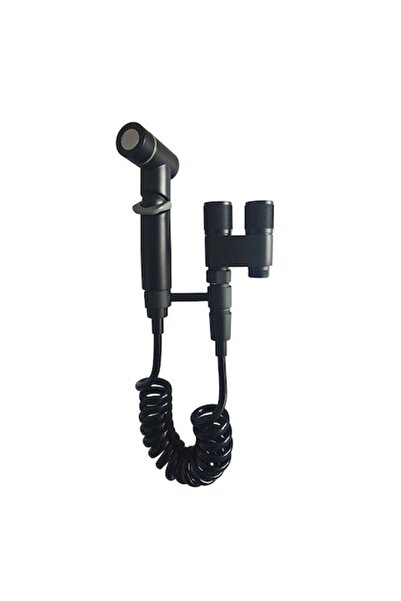 HAWIRE Baterie dubla dus WC si bideu cu furtun spiralat flexibil 1.2m, Toate accesoriile, Negru mat