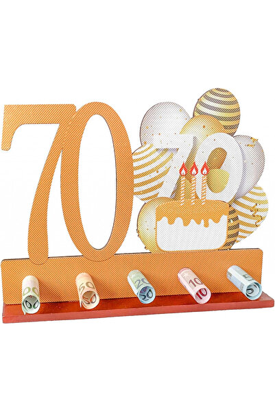 Booshmall Decorațiune pentru aniversarea a 70 de ani, lemn, maro, 25 x 18 cm