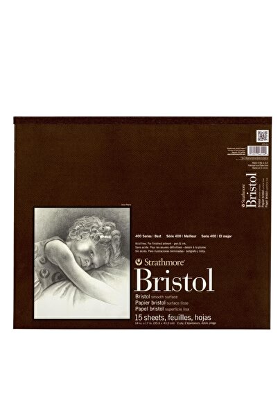Strathmore 400 Series Bristol Pad – White, 14" x 17", 15 Sheets of Premium Art Paper