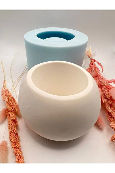 DEKORANLA Beyaz Yuvarlak Saksı Silikon Kalıbı, ev dekorasyonu ve hobi için ideal.