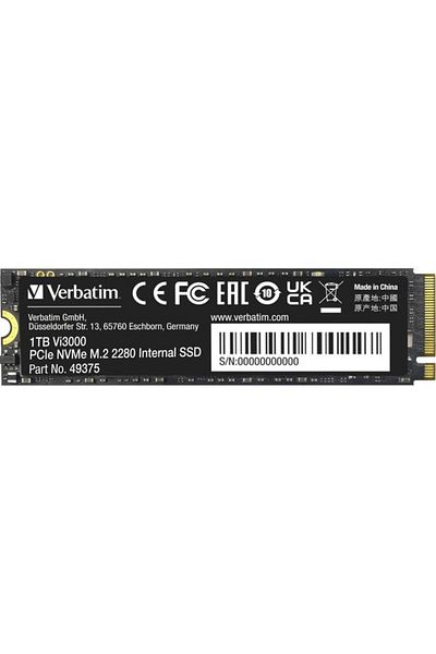 Verbatim SSD Vi3000, 1TB, M.2, PCIe 3.0 x4 NVMe 1.3, 3D NAND TLC