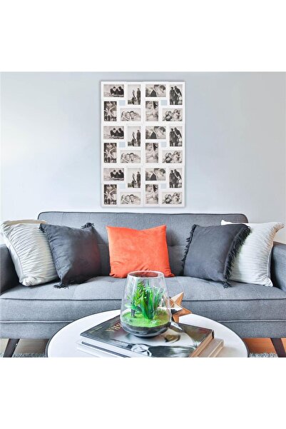SERSIMO Wall photo frame, collage of 24 photos, 57x86cm, white