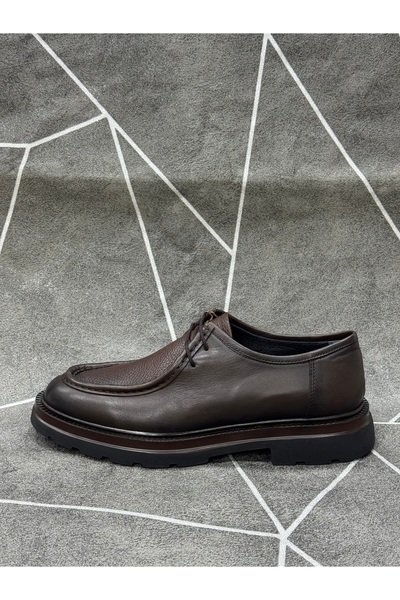 NYZ Brown Genuine Leather Lace-Up Eva Sole Shoes