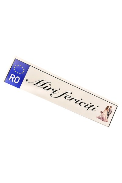 OEM Placuta numere masina pentru nunta Miri fericiti, 52x12cm, MDF