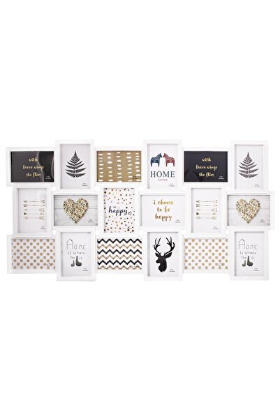 SERSIMO Wall photo frame, collage of 18 photos, 52x101cm, white