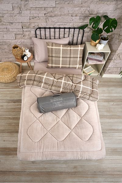 Sudemhome Single Welsoft Sleeping Set Double Sided Wellsoft Fluffy Fleece Quilt and 100X200 Elastic Sheet