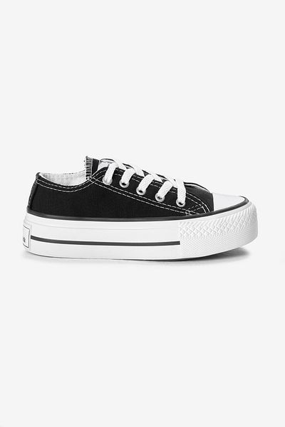 Tonny Black Children's Unisex Black Thermo Thick Sole Lace-Up Linen Sports Shoes