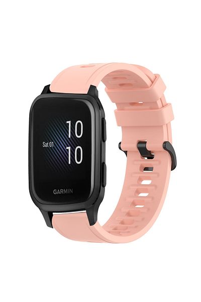 eR D L Silicone strap compatible with Garmin Venu SQ, strap width 20mm, pink, eR D L