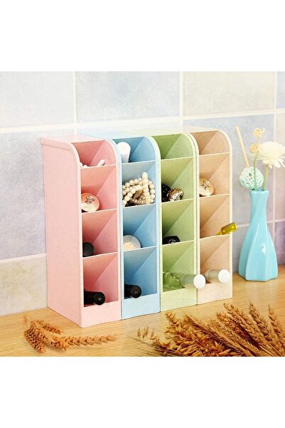 VİALEX Mellow 4 Compartment Multi-Purpose Desk Organizer Pen Holder -Jewelry- Makeup-Office Organizer-Beige