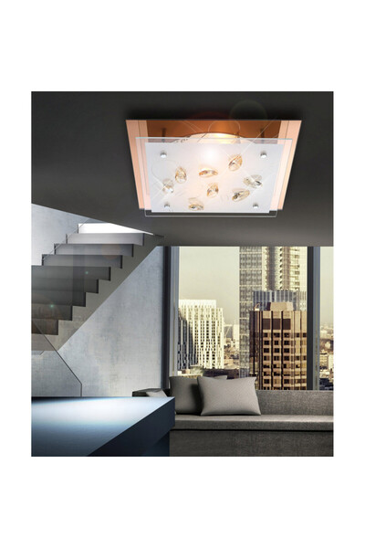 Globo Lighting Lampă de tavan Ayana 40412-2, 2xE27, maro+transparent, IP20, Globo Lighting