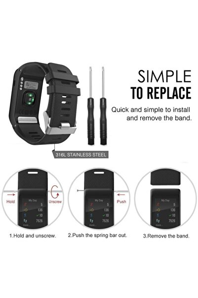 eR D L Curea din silicon compatibilă cu Garmin Vivoactive HR, lățime curea 30 mm, portocaliu, eR D L