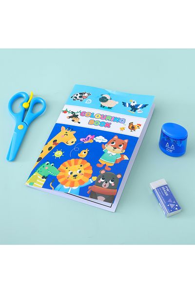 Fab N Funky Fruit Theme Kids Colouring Set, Superior Quality Material Blue - 23 Pieces