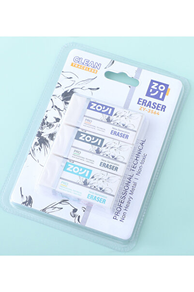 Fab N Funky Non Toxic Pro Professional Erasers, Fun to Use, Easy to Grip, Kid-Friendly White - 3 Pieces