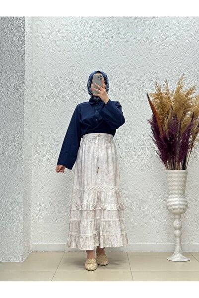 BENAHOLL تنورة Mareva من القماش المنقط المكشكش-AA4234 حجر