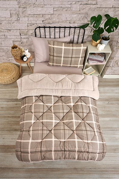 Sudemhome Single Welsoft Sleeping Set Double Sided Wellsoft Fluffy Fleece Quilt and 100X200 Elastic Sheet