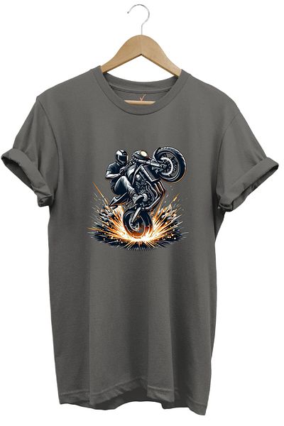 WİDİ Racing Motorcycle Printed Front Lifter Biker 100% Cotton Regular Fit Unisex T-Shirt