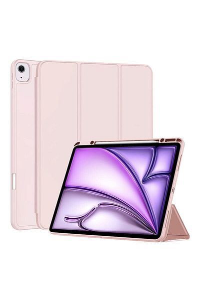 Dali Protective Flip Cover Flex Trifold for Apple iPad Air 13 2024, Stand, Pen Slot, TPU, Light Pink