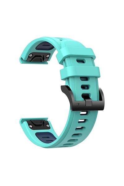 eR D L Silicone watch strap compatible with Garmin Fenix 7, strap width 22 mm, mint green/blue, eR D L