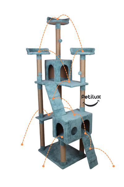 Petilux New Multi-Storey Cat House with Residence Design Jute Drawstring Scratching Tower and Resting Area