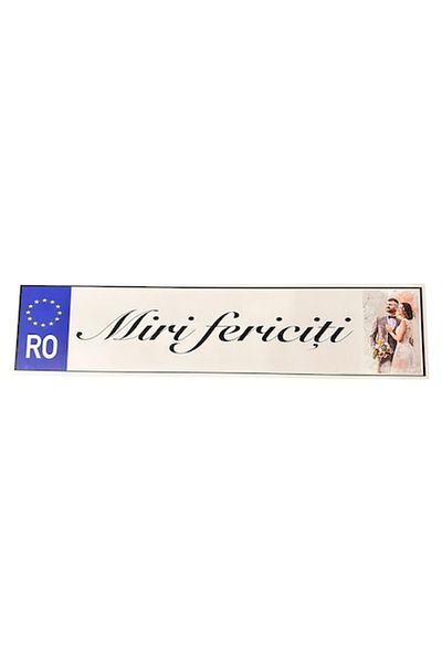OEM Wedding car number plate Happy Bride and Groom, 52x12cm, MDF
