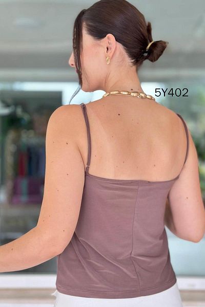 İnce Topuk Adjustable Strap Degaje Collar Sandy Blouse 5Y402