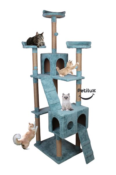 Petilux New Multi-Storey Cat House with Residence Design Jute Drawstring Scratching Tower and Resting Area