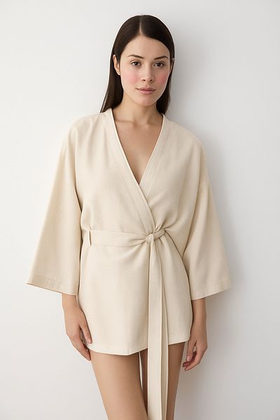 My Blog Natural Inner Belted Kimono - 5383