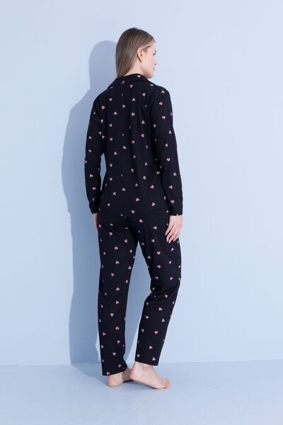 pijamacity KADIN ÖNDEN DÜĞMELİ PAMUKLU PİJAMA TAKIMI