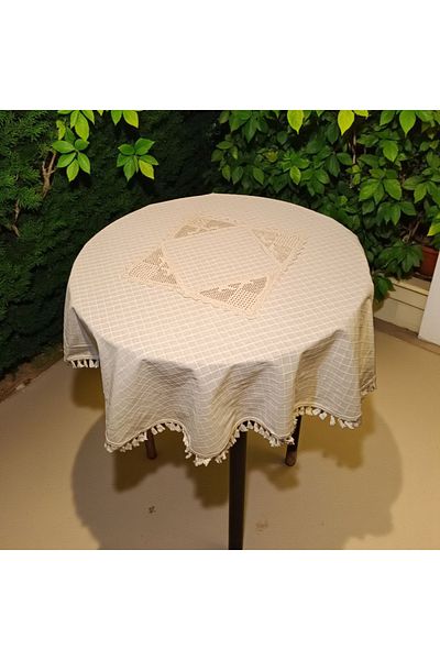 Cotopia Buldan Business Round Tablecloth Hand Lace Basement Area