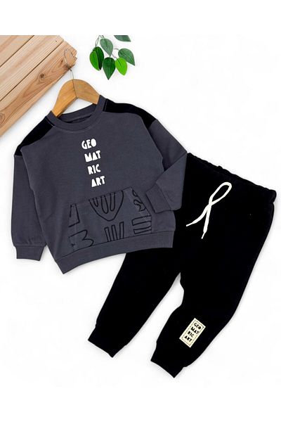 voyyo kids baby Boys Printed Seasonal Kangaroo Pocket 2-3-4-5-6 Years Old Top and Bottom Tracksuit Set