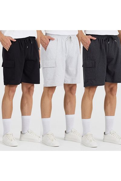 pandy Unisex 3-Piece Cargo Pocket Fit Shorts